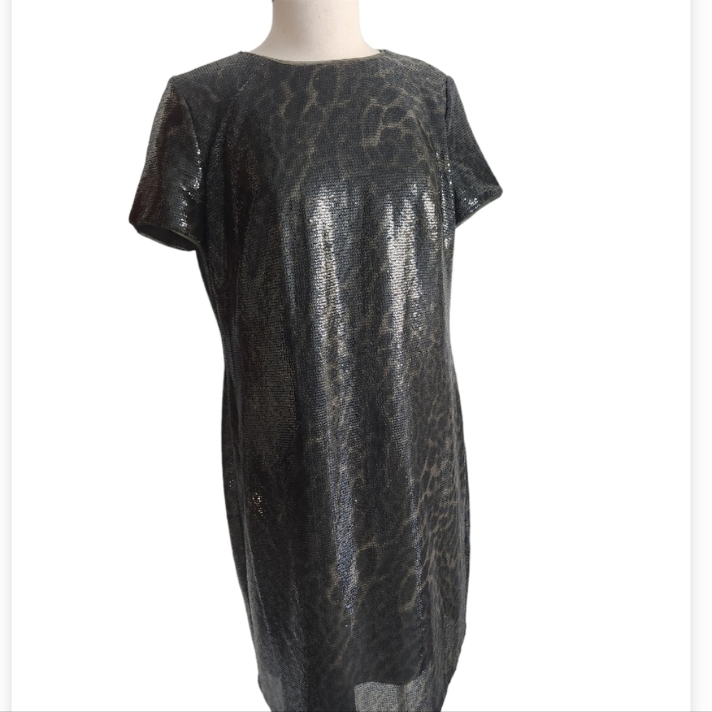Ralph Lauren Black Label Ocelet Print Sequined Cocktail Party Dress Black Label - Picture 6 of 10